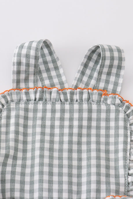 Green woven girl gingham set