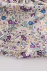 Pig floral print applique girl bubble