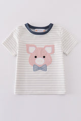 Pig applique boy top