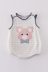 Pig applique boy bubble