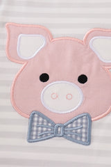 Pig applique boy bubble