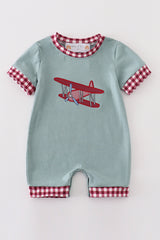 Sage plane applique boy romper