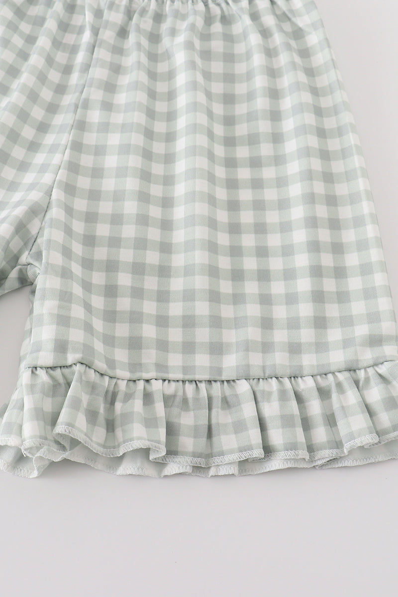 Sage pastel floral harmony girl gingham set