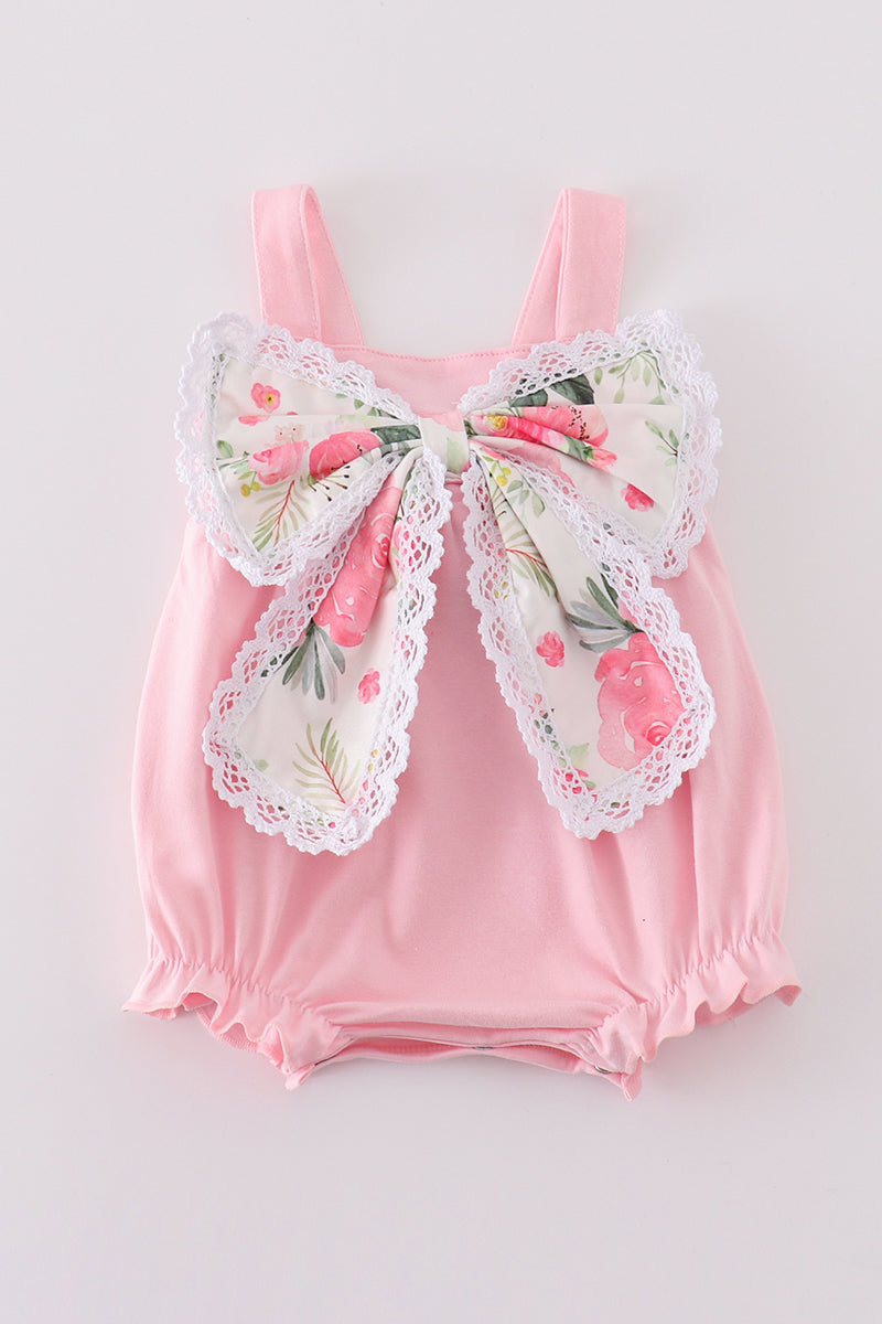 Pink bow floral print girl bubble