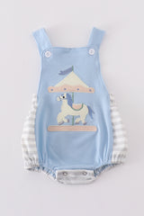 Blue carousel applique boy bubble