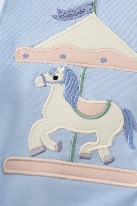 Blue carousel applique boy bubble