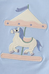 Blue carousel applique boy set