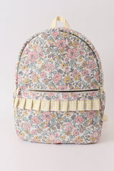 Yellow floral ruffle backpack