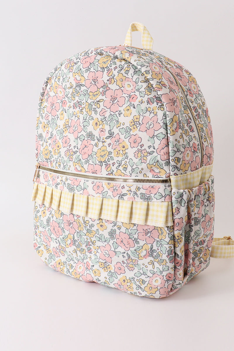 Yellow floral ruffle backpack