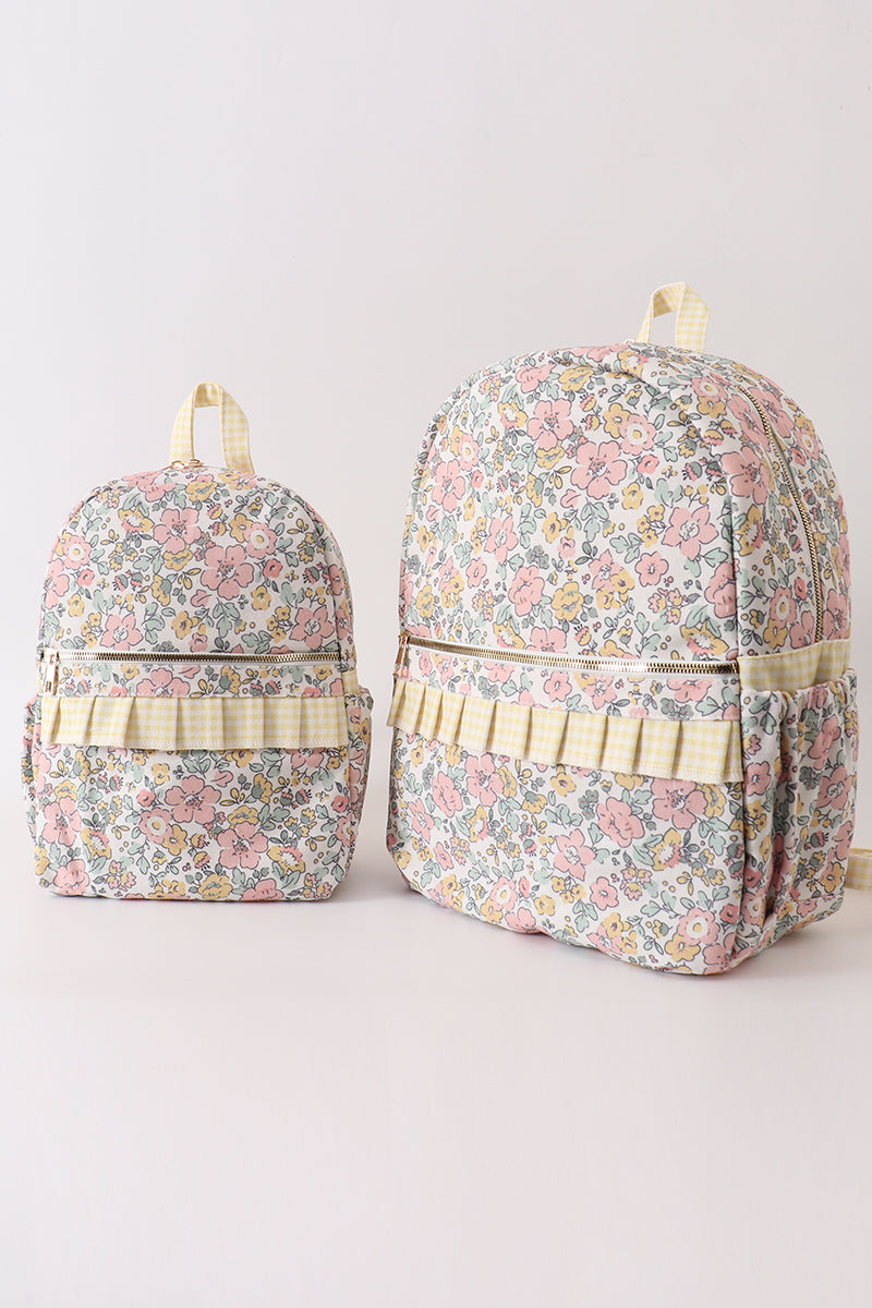 Yellow floral ruffle backpack