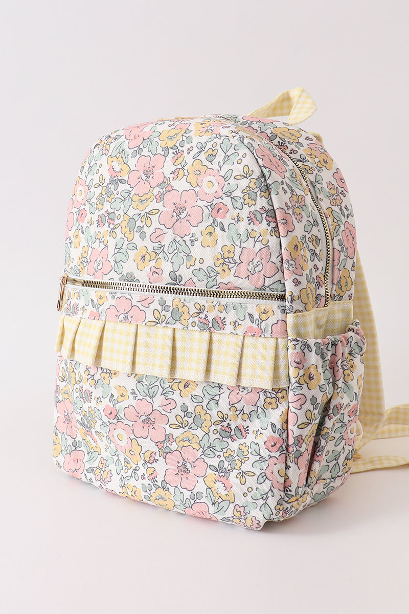 Yellow floral ruffle backpack