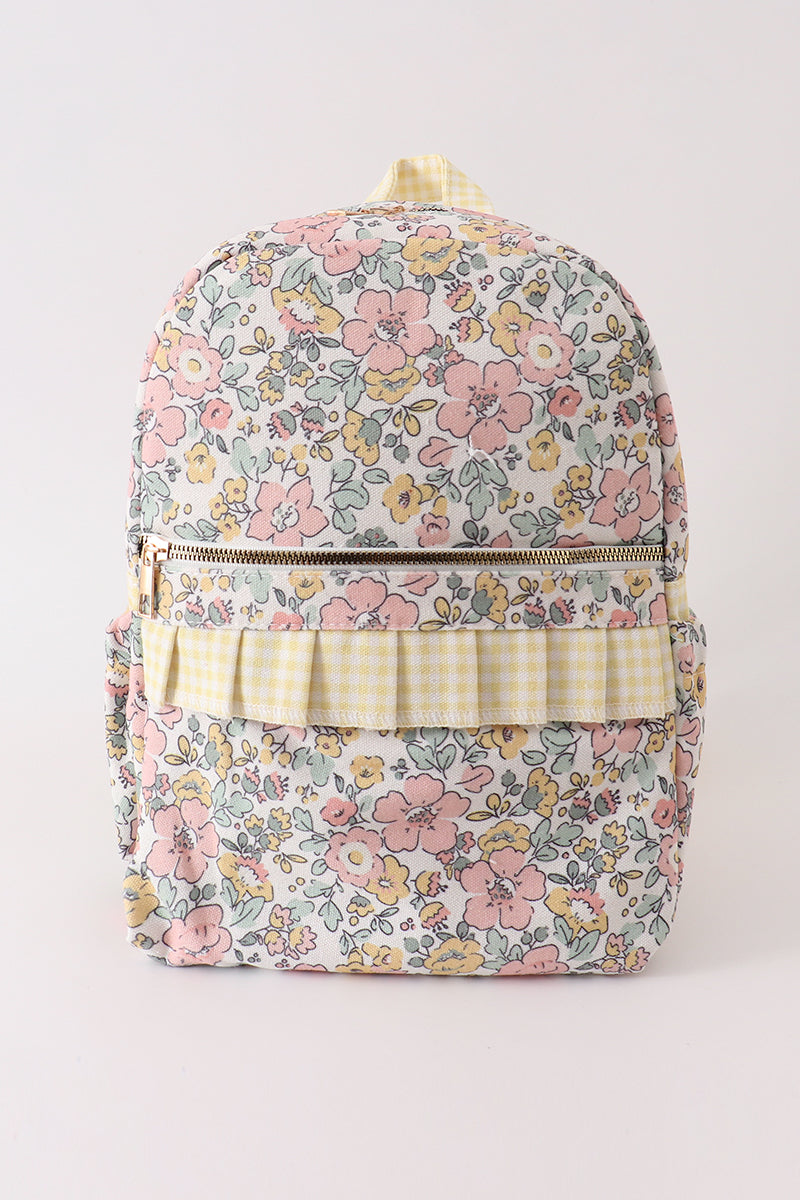 Yellow floral ruffle backpack