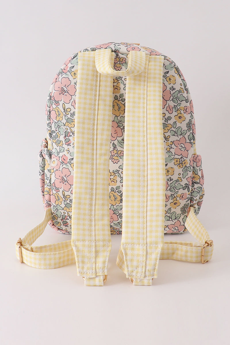 Yellow floral ruffle backpack