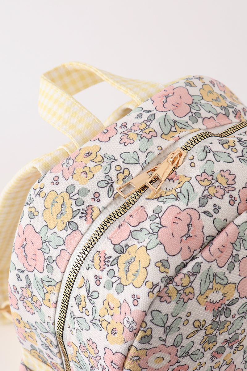 Yellow floral ruffle backpack