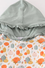 Green pumpkin print girl hoodie set