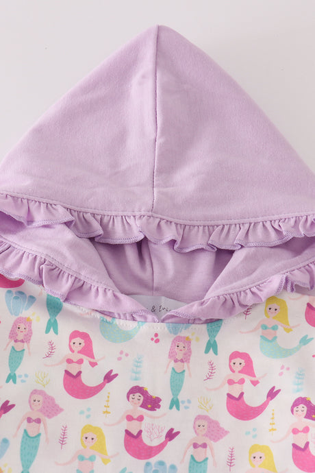 Purple mermaid girl hoodie set