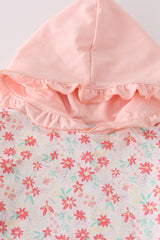 Pink floral girl hoodie set