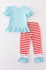 Red stripe chick fil a embroidery girl pants set