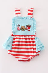 Red stripe chick fil a embroidery girl bubble