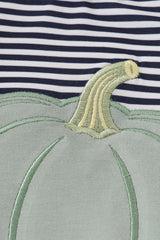 Sage pumpkin applique stripe baby bloomer set