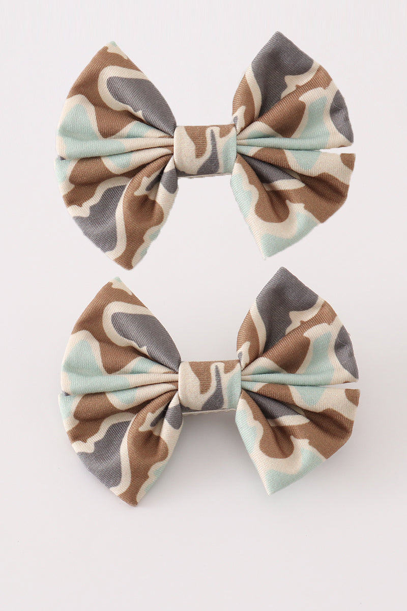 Camouflage 2pc hair bow