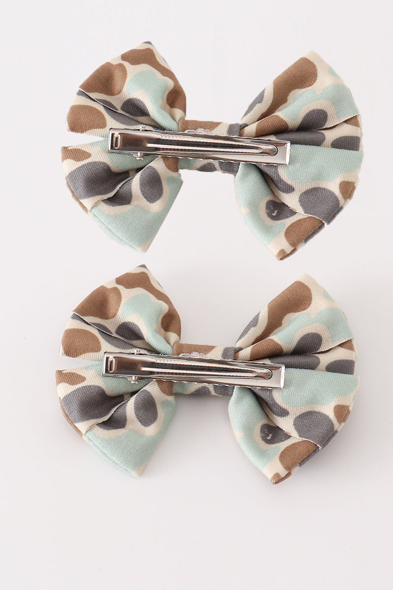 Camouflage 2pc hair bow