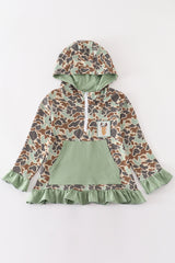 Camouflage antler embroidery girl hoodie