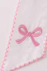 Pink bow embroidery girl hair bow