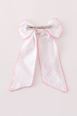 Pink bow embroidery girl hair bow