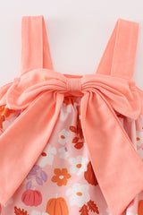 Pumpkin floral print bow girl bubble