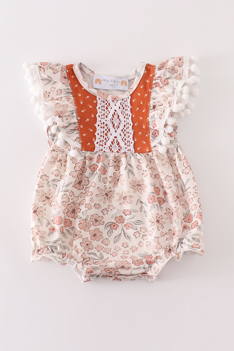 Brown floral ruffle girl bubble