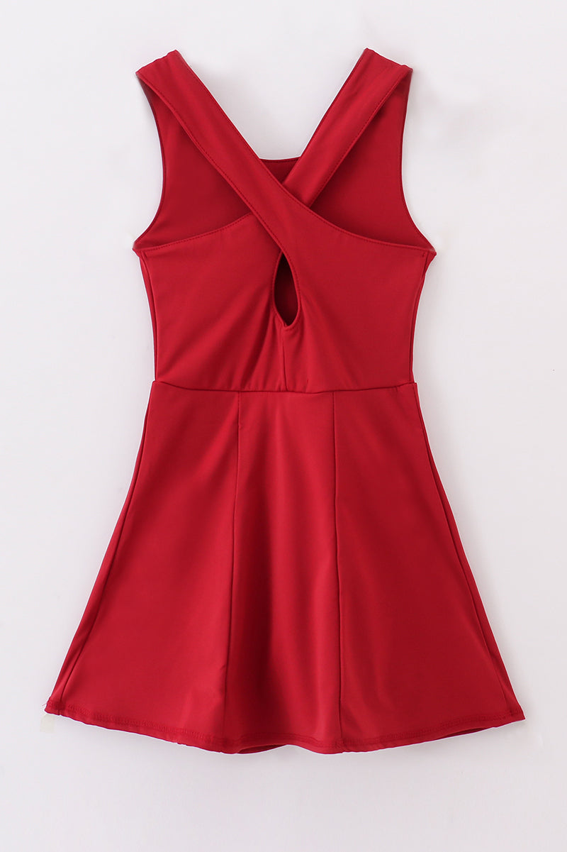 Red active sporty tennis dress