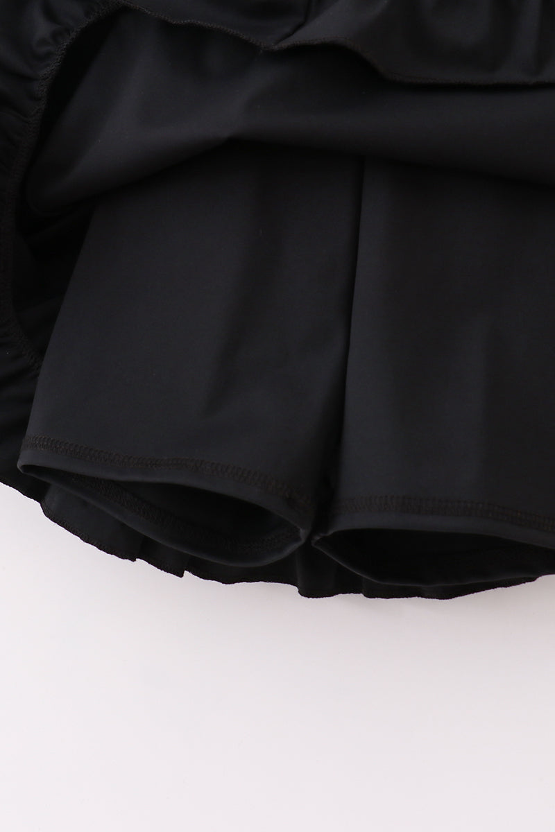 Black active sporty ruffle tennis dress