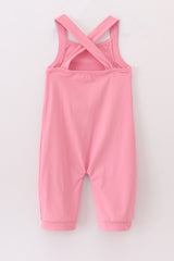 Pink active sporty gymnastic girl overall