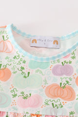 Pumpkin print ruffle girl set