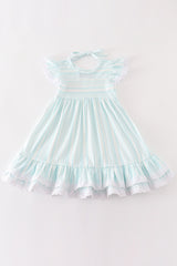 Blue stripe ruffle dress