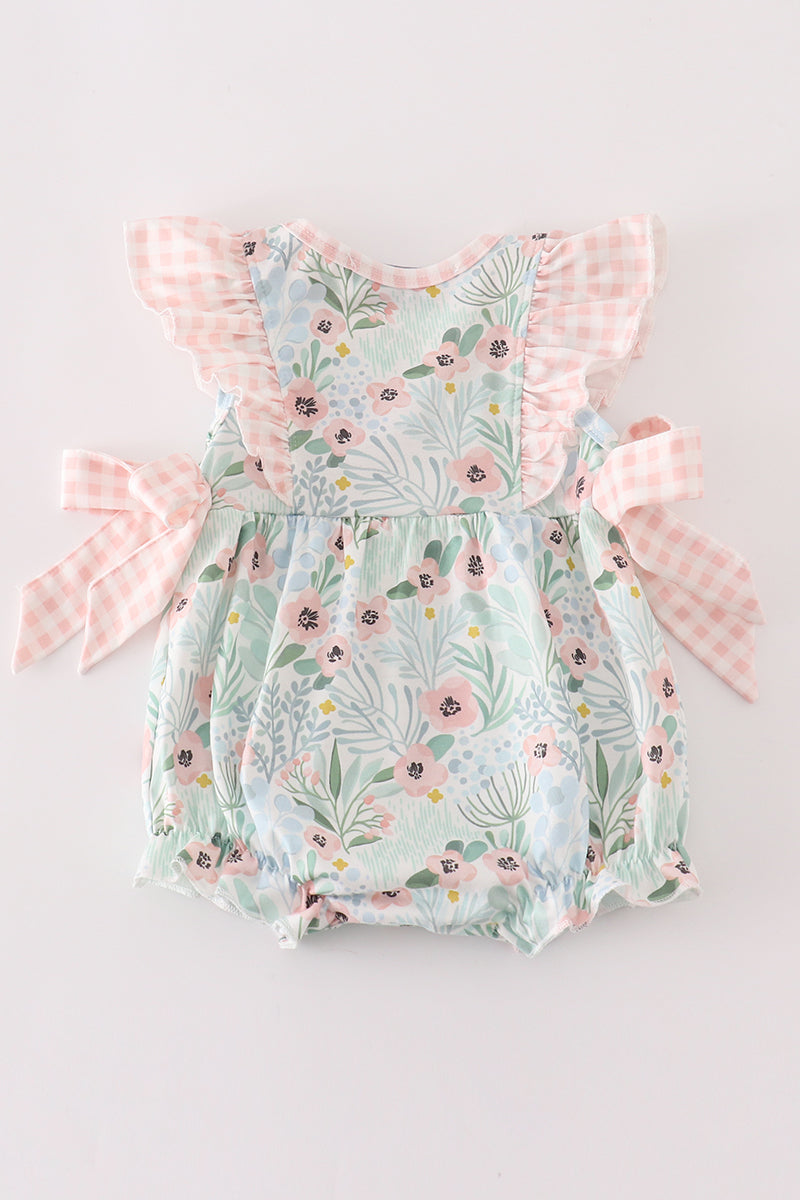 Green floral ruffle girl bubble