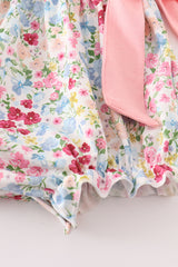 Pink floral print ruffle bubble