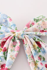 Pink floral print sailor hair bow