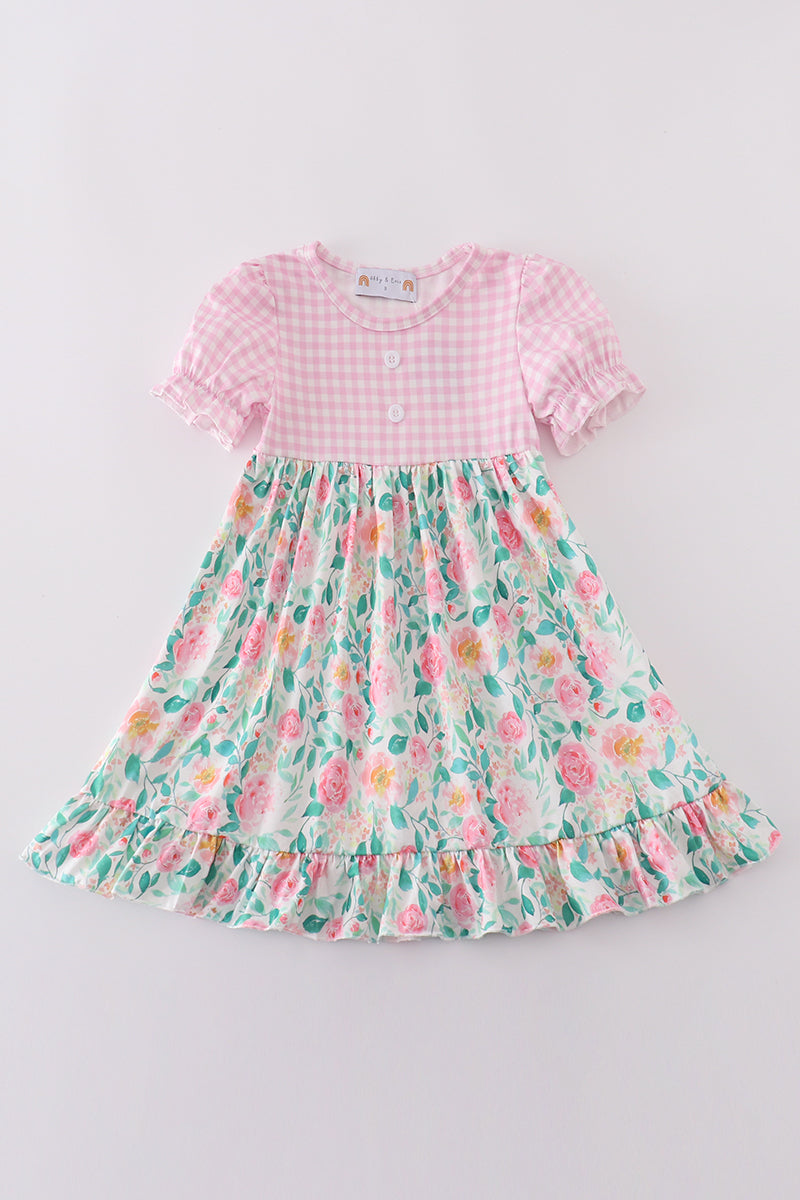 Pastel petal charm print girl dress