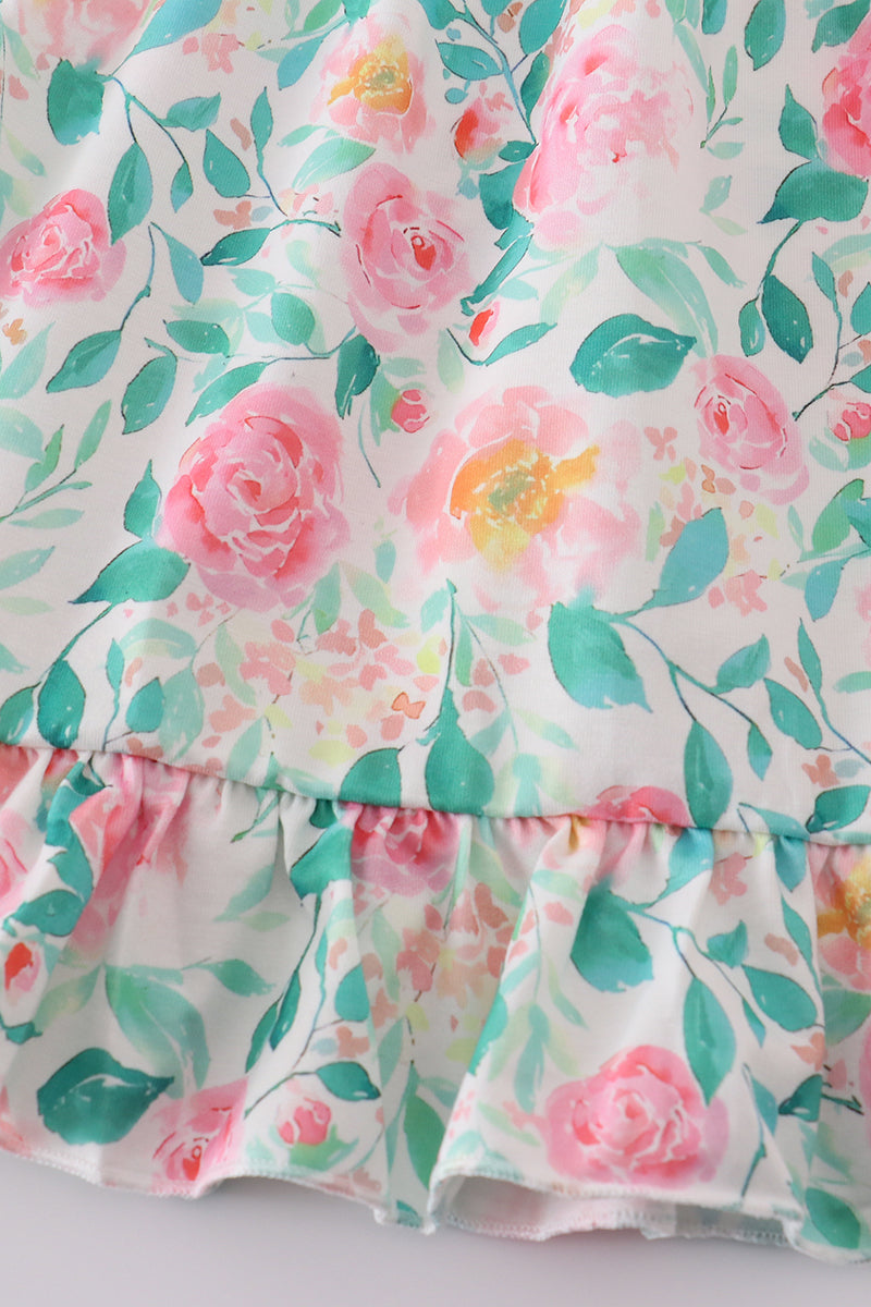 Pastel petal charm print girl dress