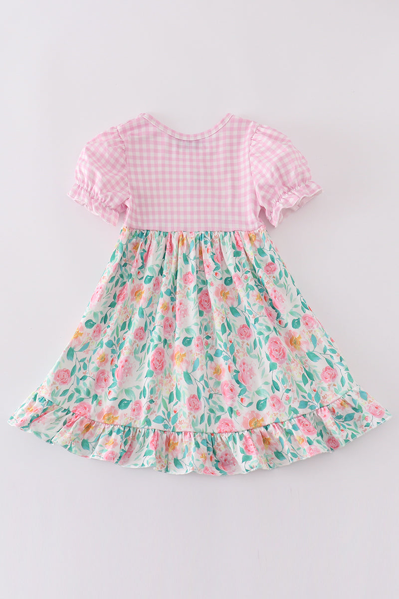 Pastel petal charm print girl dress