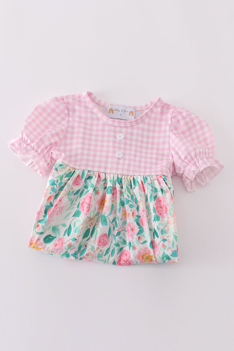 Pastel petal charm print girl dress