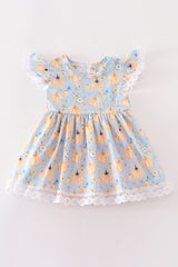 Pumpkin print ruffle girl bubble