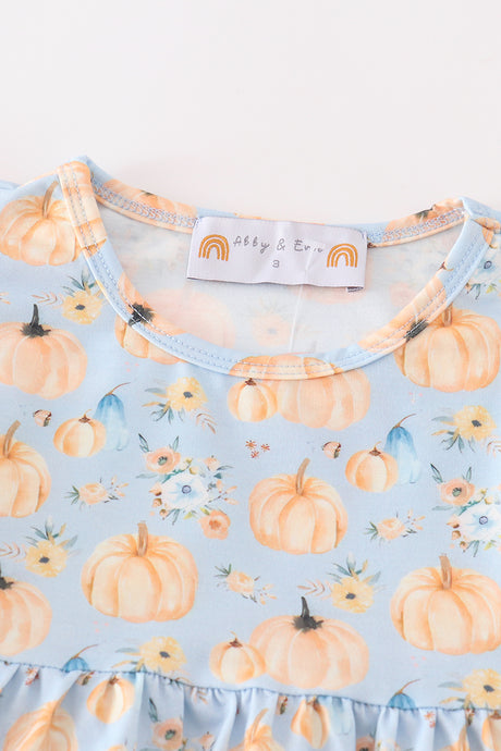 Pumpkin print ruffle girl set