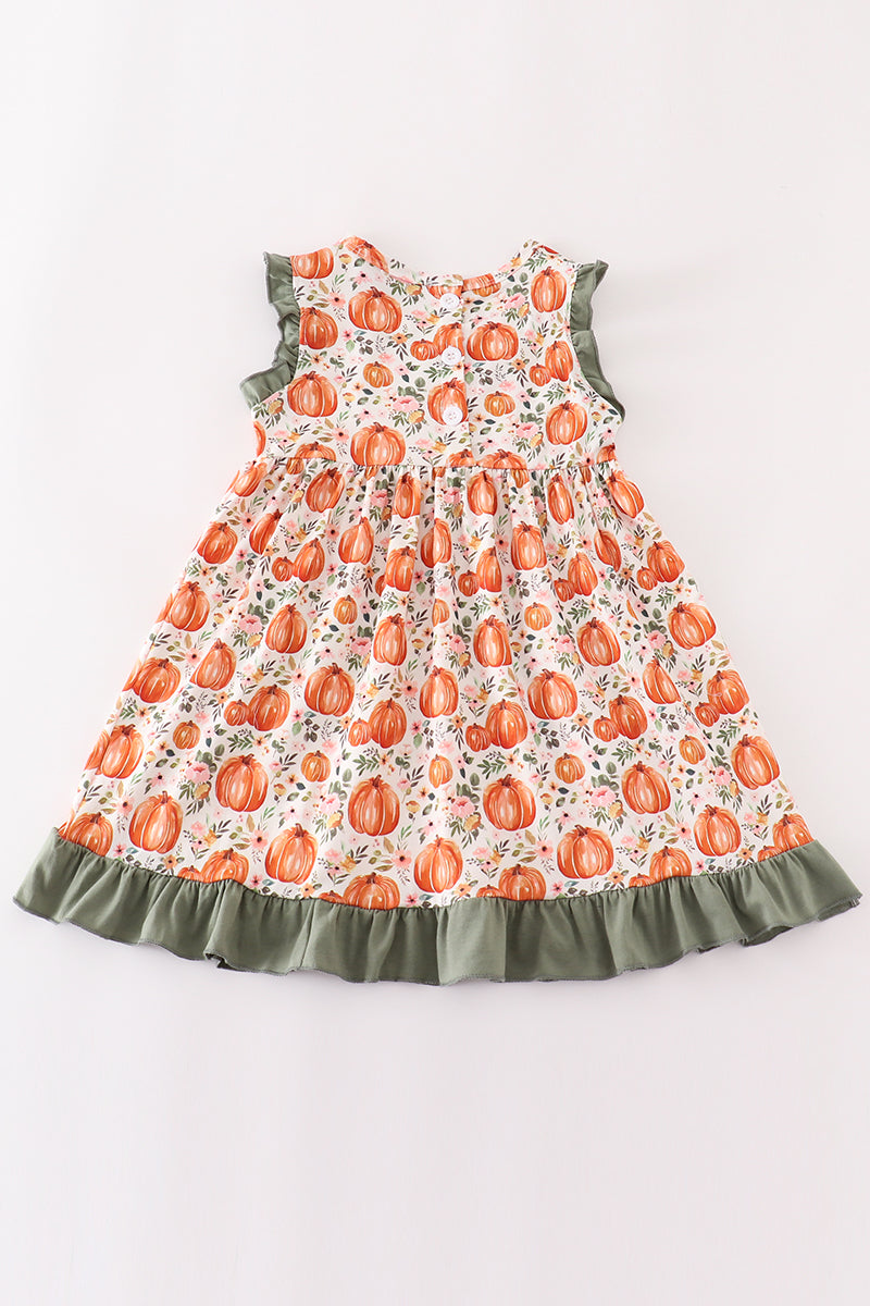 Green pumpkin ruffle dress