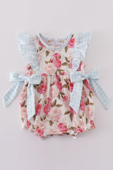 Pink floral print ruffle girl bubble