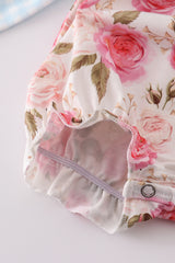 Pink floral print ruffle girl bubble