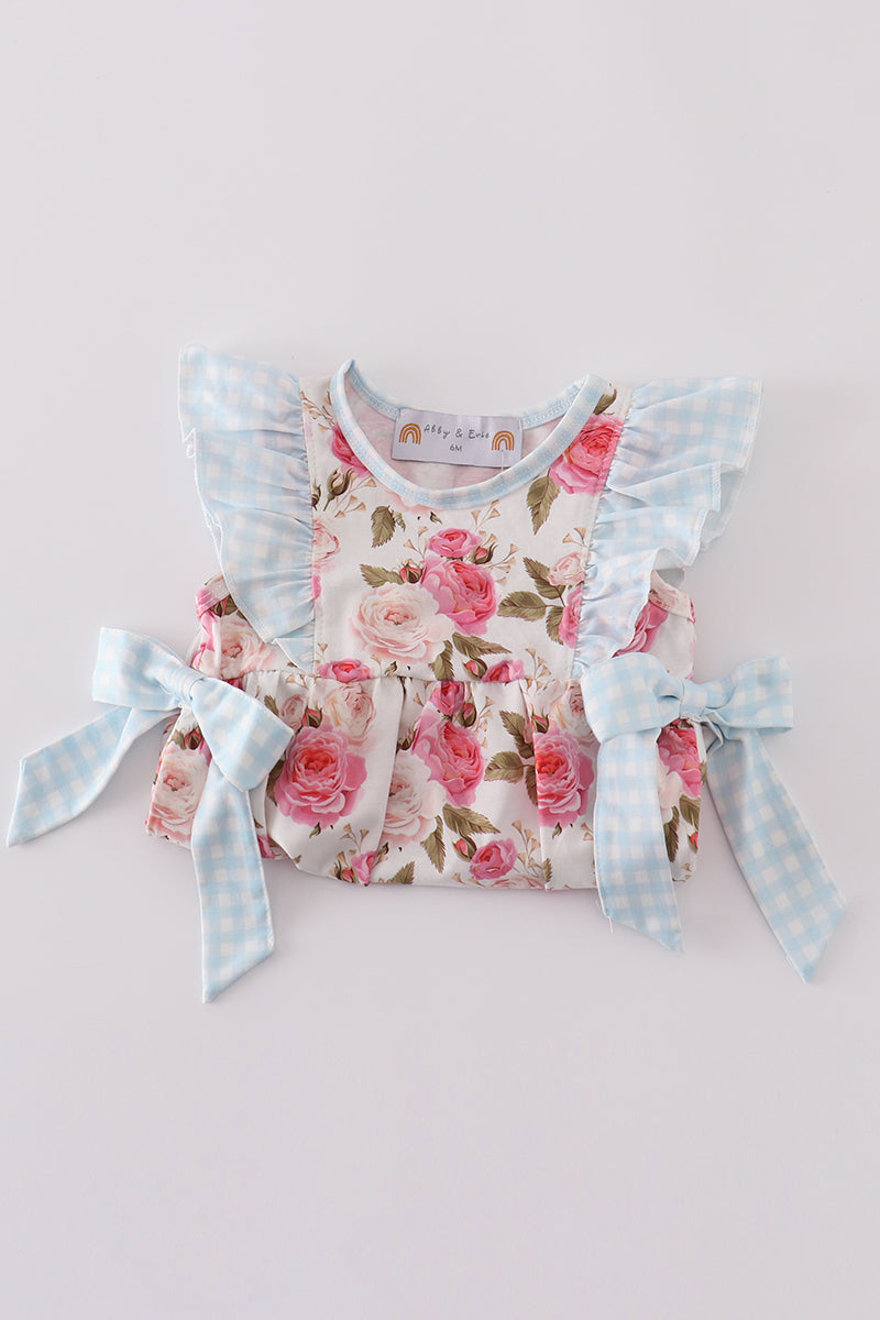 Pink floral print ruffle girl bubble