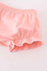 Pink floral print baby bloomers set